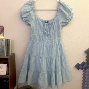 Shein Tie Front Ruched Bust Tiered Dress